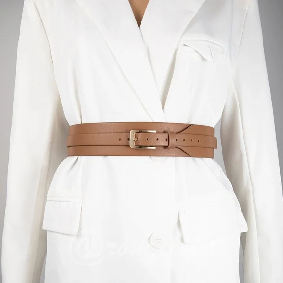 Rouge! | Accessories | Camel Brown Pu Leather Belt Gold  display picture 1